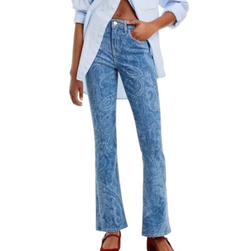 L’Agence Stassi High Rise Jeans 29 Sleek Baby Boot Blue Paisley - Picture 1 of 14